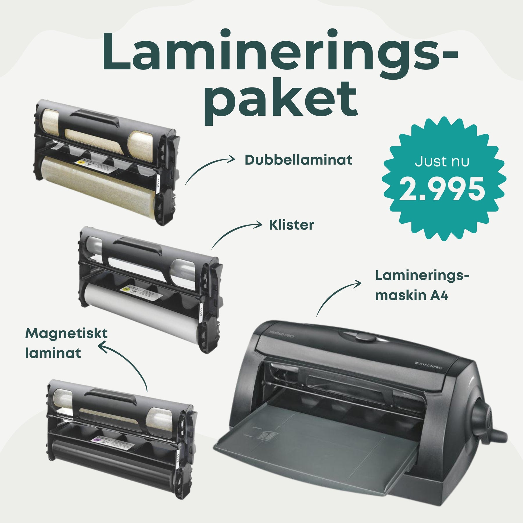 Lamineringspaket A4 | Lamineringsmaskin + 3 olika tillbehör