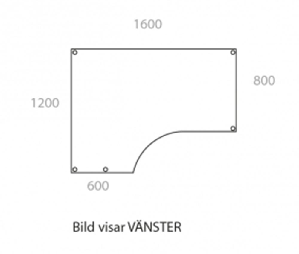 Fristående Bord - 1200 x 1800 x 800 x 600 mm | Höger - Wulff Beltton