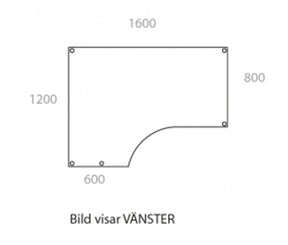 Fristående Bord - 1200 x 1800 x 800 x 600 mm | Höger - Wulff Beltton