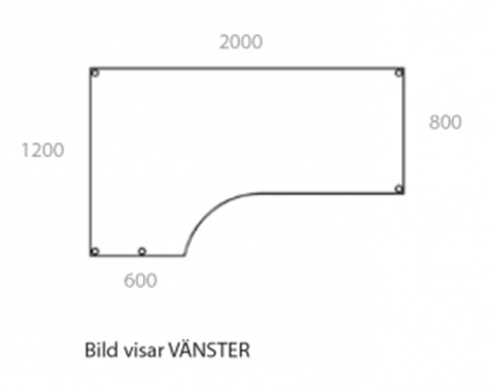 Fristående Bord - 1200 x 2000 x 800 x 600 | Vänster - Wulff Beltton