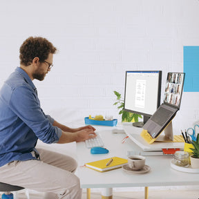 Laptopställ höj och sänkbart med utdragbar tangentbordsskiva Leitz Cosy Ergo