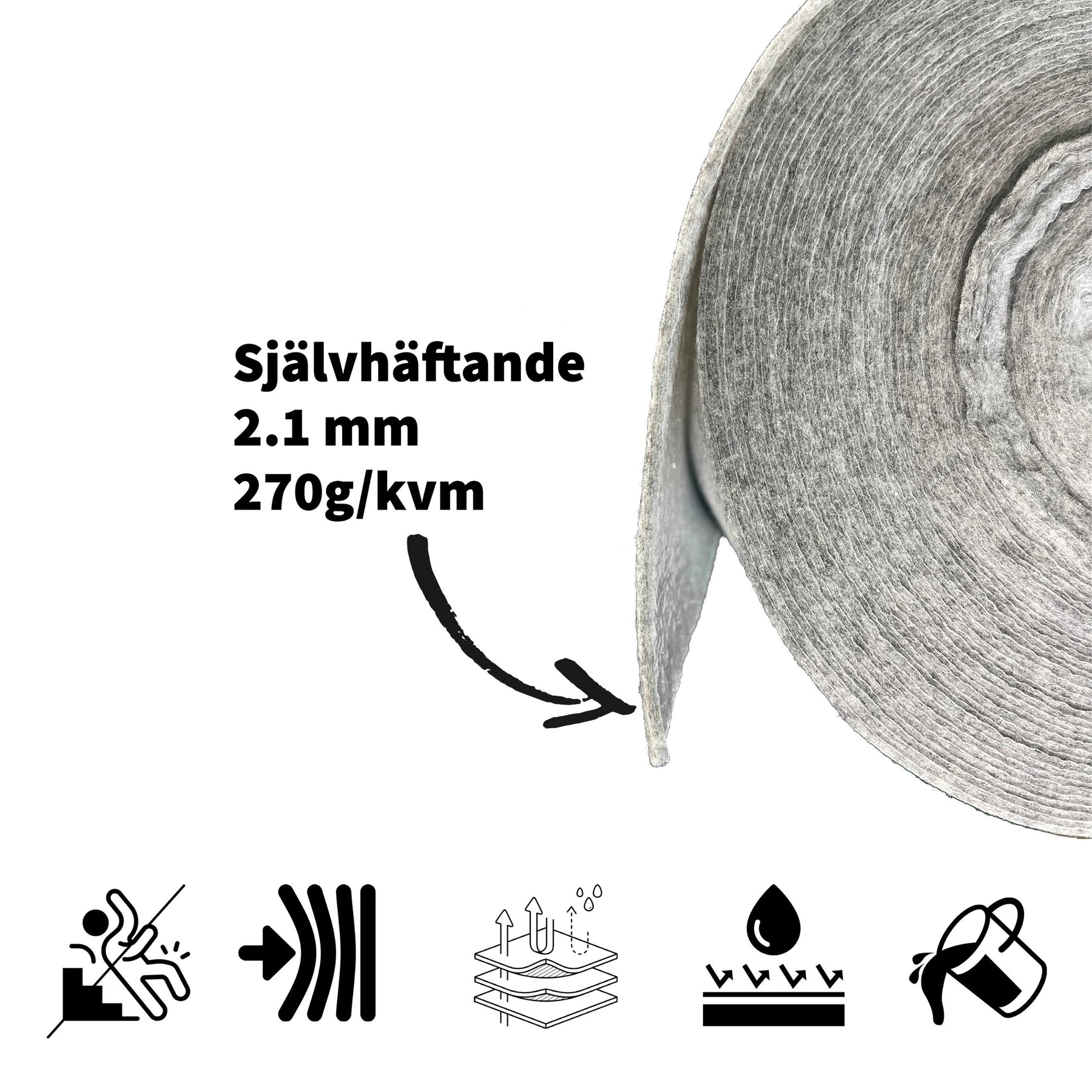 Wulff 1 x 25 m Strong Trapp & Golvtäckning Självhäftande Fiberduk | Golvskydd - Wulff Beltton